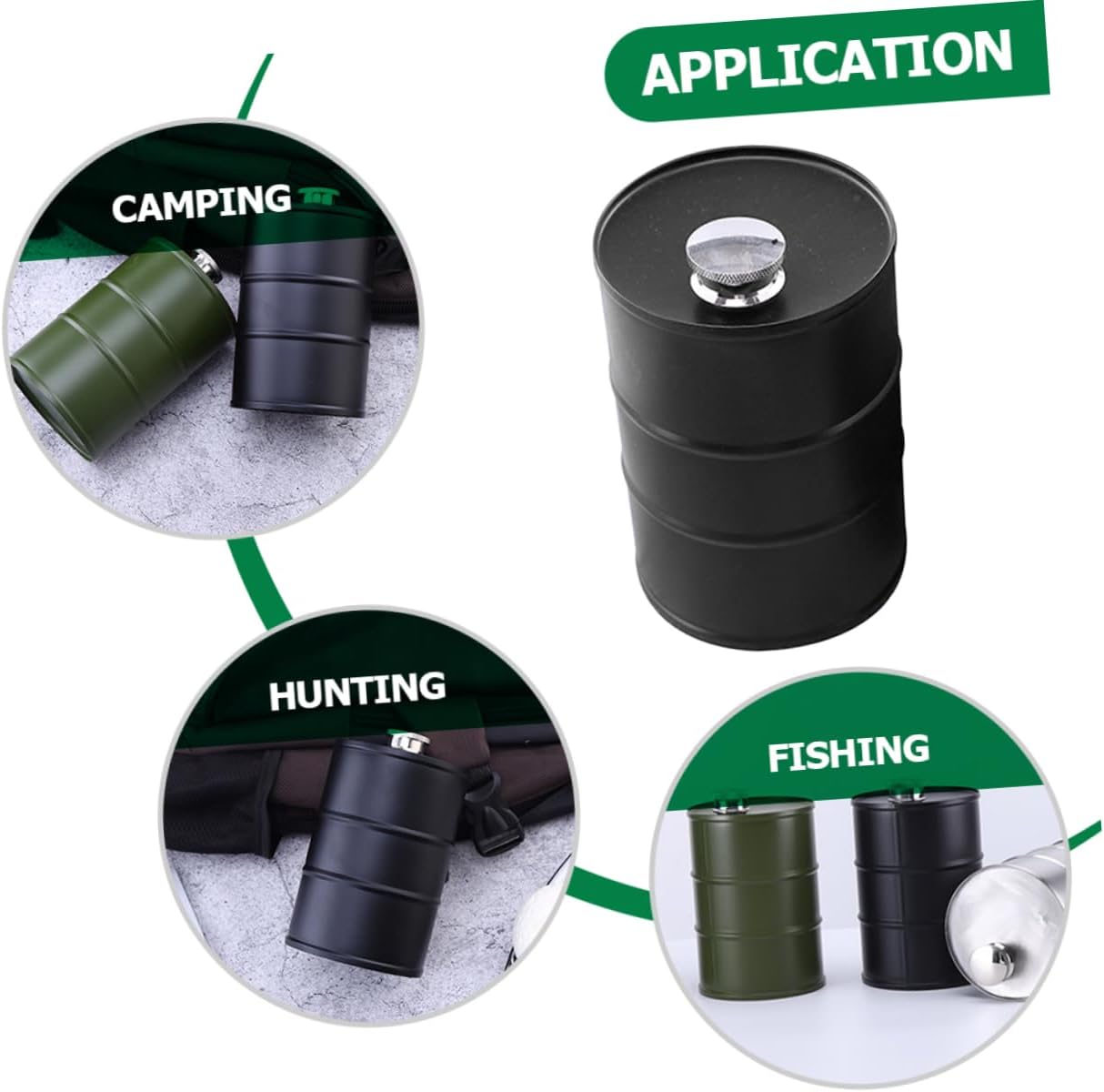 PRETYZOOM 304 Stainless Steel Camping Liquor Flask 750ml Novelty Gasoline Drum Shape Leak-Proof Outdoor Wine Canteen for Hiking Travel and Picnics