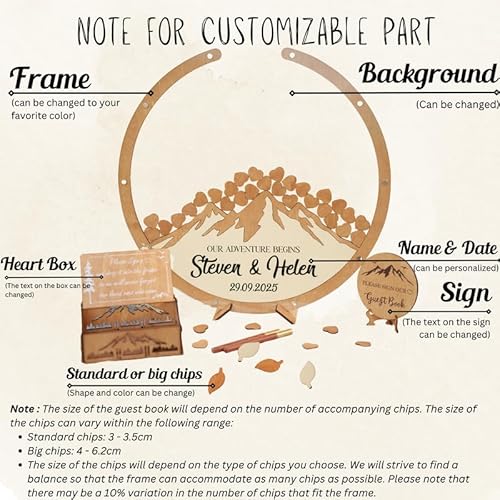 Personalized Rustic Mountain Guest Book Alternative | Natural Park Wedding Decor | Customizable Wooden Frame Sign-In Board - Image 3