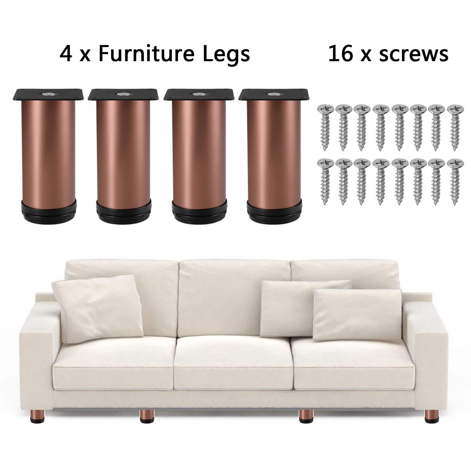 4 Pezzi Gambe per mobili Gambe per Tavolo Regolabili, Piedini di Supporto in Metallo Moderni Gambe di Ricambio, Altezza Regolabile 0-30 mm, per tavolino da caffè Mobile TV Scrivania Divano (