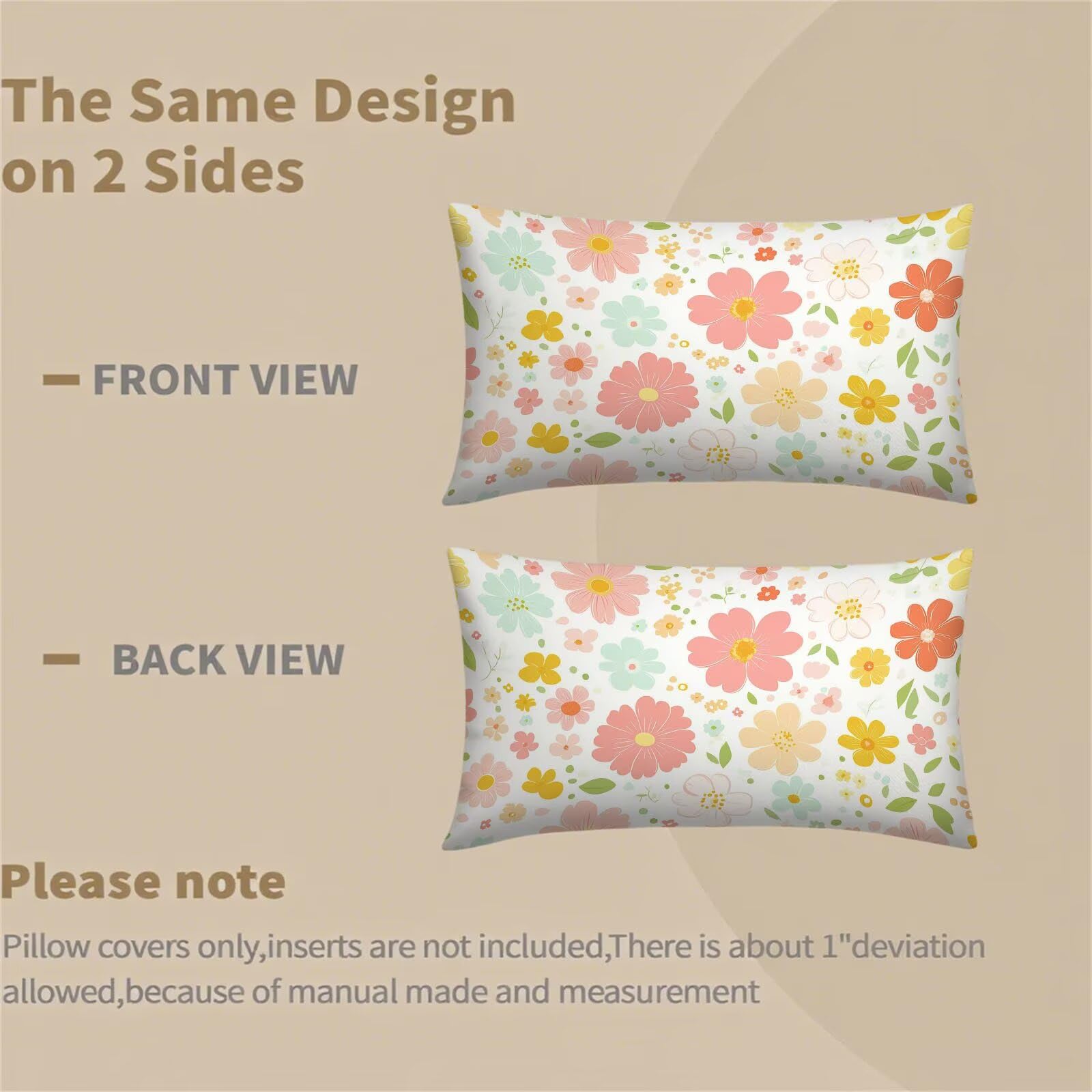 Kopfkissenbezug 70x90 2er Set Kissenbezug Rosa Weiche Leinen Zierkissen Blumen Kissenbezüge Doppelseitig Drucken Sofakissen Pillow Case, Modern Dekokissen für Deko Schlafzimmer Zimmer Balkon P-272
