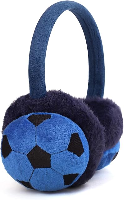 IPENNY Boys Girls Fur Earmuffs Christmas Gift Cute Football Design Winter Fluffy Thermal Ear Warmers Handband Cold Weather Earplugs Comfortable Fashion Cartoon Ear Muffs Protector