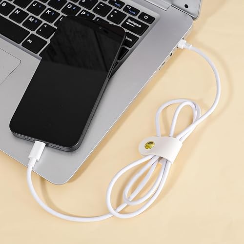 Miniatura 6 de Organizador de cables de cuero, correas de cable reutilizables, organizador de cables de piel sintética, cable de carga, cable de alimentación,