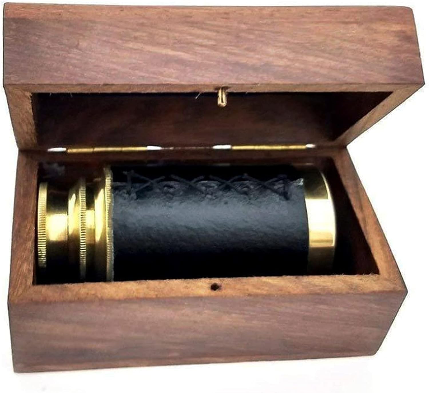 Smizzy 15,2 cm Hand-Teleskop aus Messing mit Holzbox, monokulares Spyglass für Kinder/Kinder, maritime Piratennavigation
