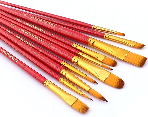 Miniatura 8 de Transon Juego de 20 pinceles de pintura para acuarela acrílica, gouache, afición, manualidades, cara, pintura de roca, negro y rosa