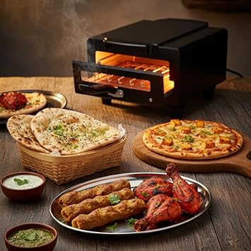 Hot Grill 10-Inch Mini Electric Tandoor | 1500W High-Power Heating | Metal Body | Elegant and Compact | Ideal for Home Grilling, Roasting, Baking, Tandoori Chicken & Naan