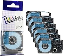 LM Tapes Premium Compatible Label Tape Replacement for Casio XR12BU 1/2 in Black on Blue Labeling Tape for use in Casio XR-12BU 12mm, 6/Pack