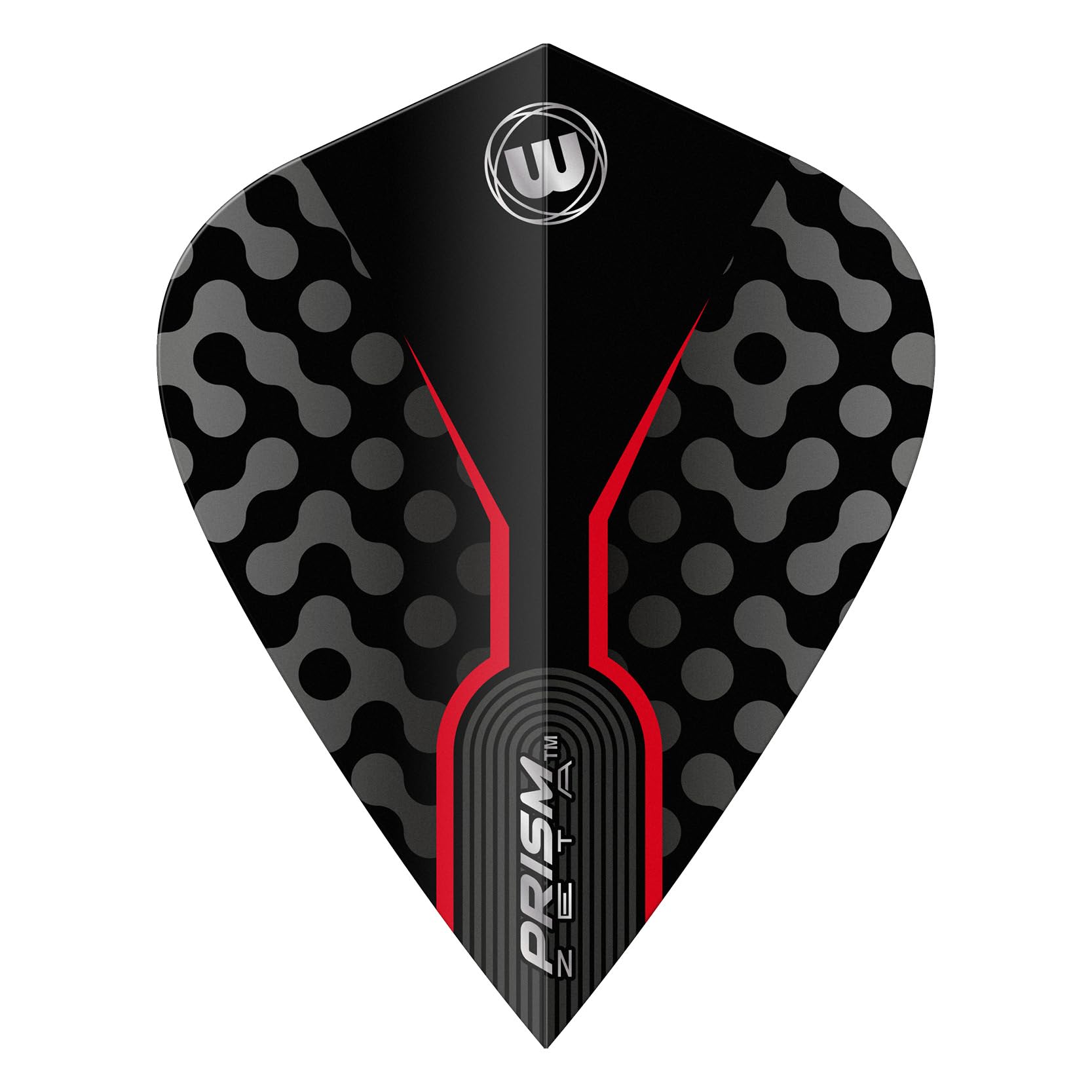 WINMAU Prism Zeta Black and Red Kite Shape Dart Flights - 1 set per pack (3 flights in total)