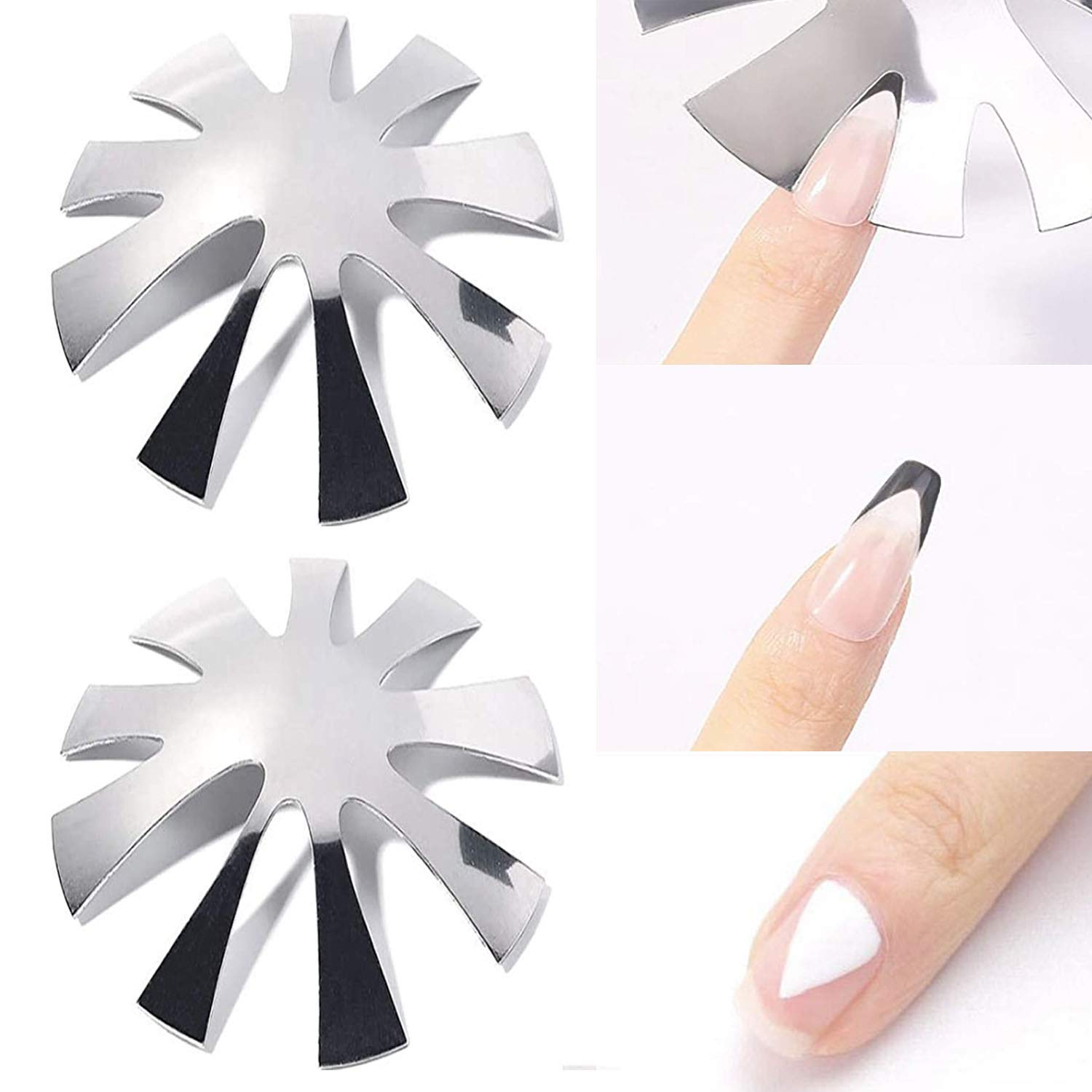 2Pcs Stainless Steel Nail Art Manicure Edge Trimmer, Easy French Smile Line Cutter Nail Art Acrylic Cutter Tool Kit Nail Manicure Edge Trimmer Diy Plate Module