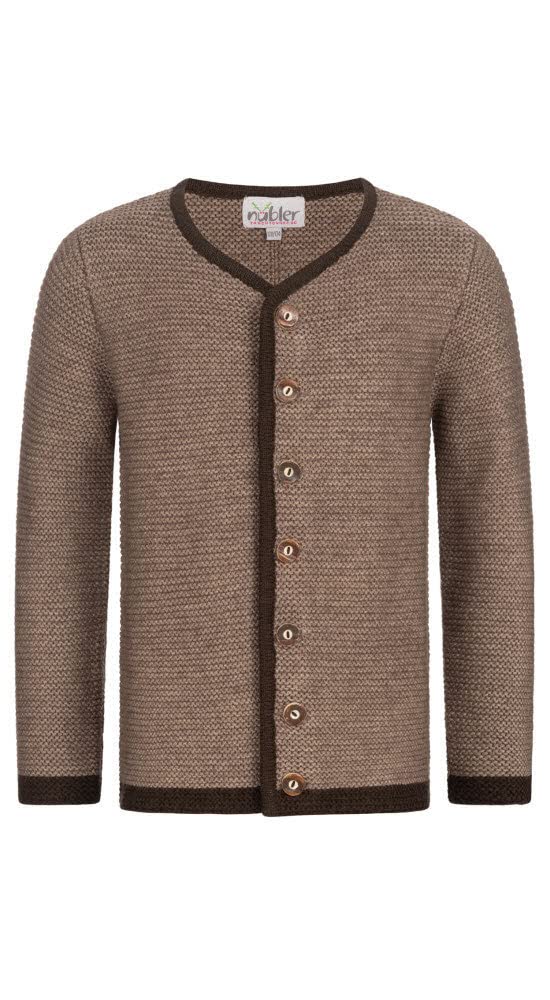 Nübler Trachtenstrickjacke Kinder - Strickjacke Kinder im Landhausstil, gerader Schnitt mit Knöpfen in Hirschhornoptik - Moderne bayrische Tracht, Ignaz Bua, Braun Braun