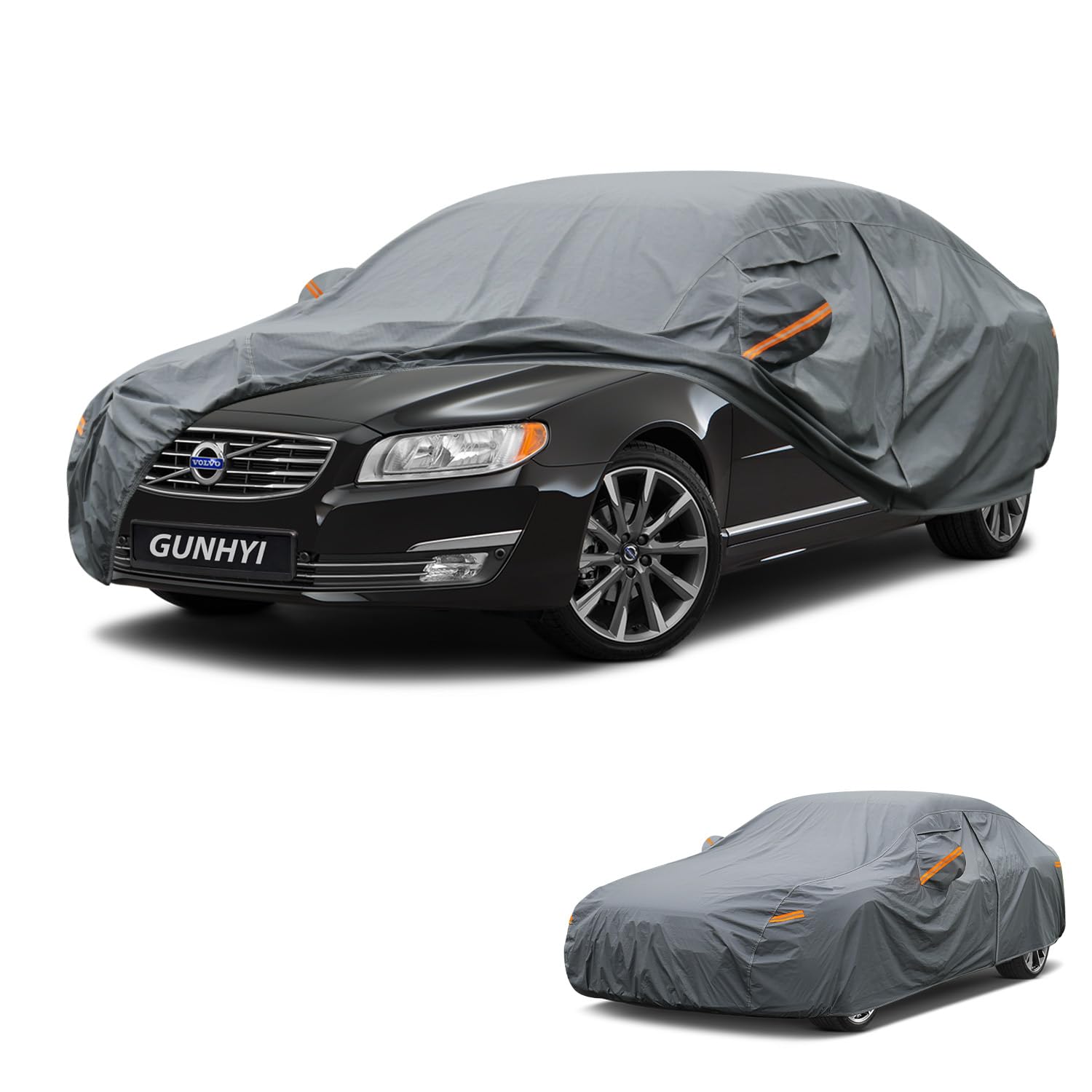 GUNHYI Premium Car Cover Custom Fit Volvo S80, 16 Layers Heavy Duty Car Cover Waterproof All Weather with Zipper Door for Sun Rain Snow Dust Uv Protection
