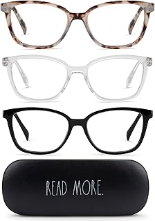 Rae Dunn "NALA Premium Reading Glasses - 3 Pack w/READ MORE Signature Font Hard Case