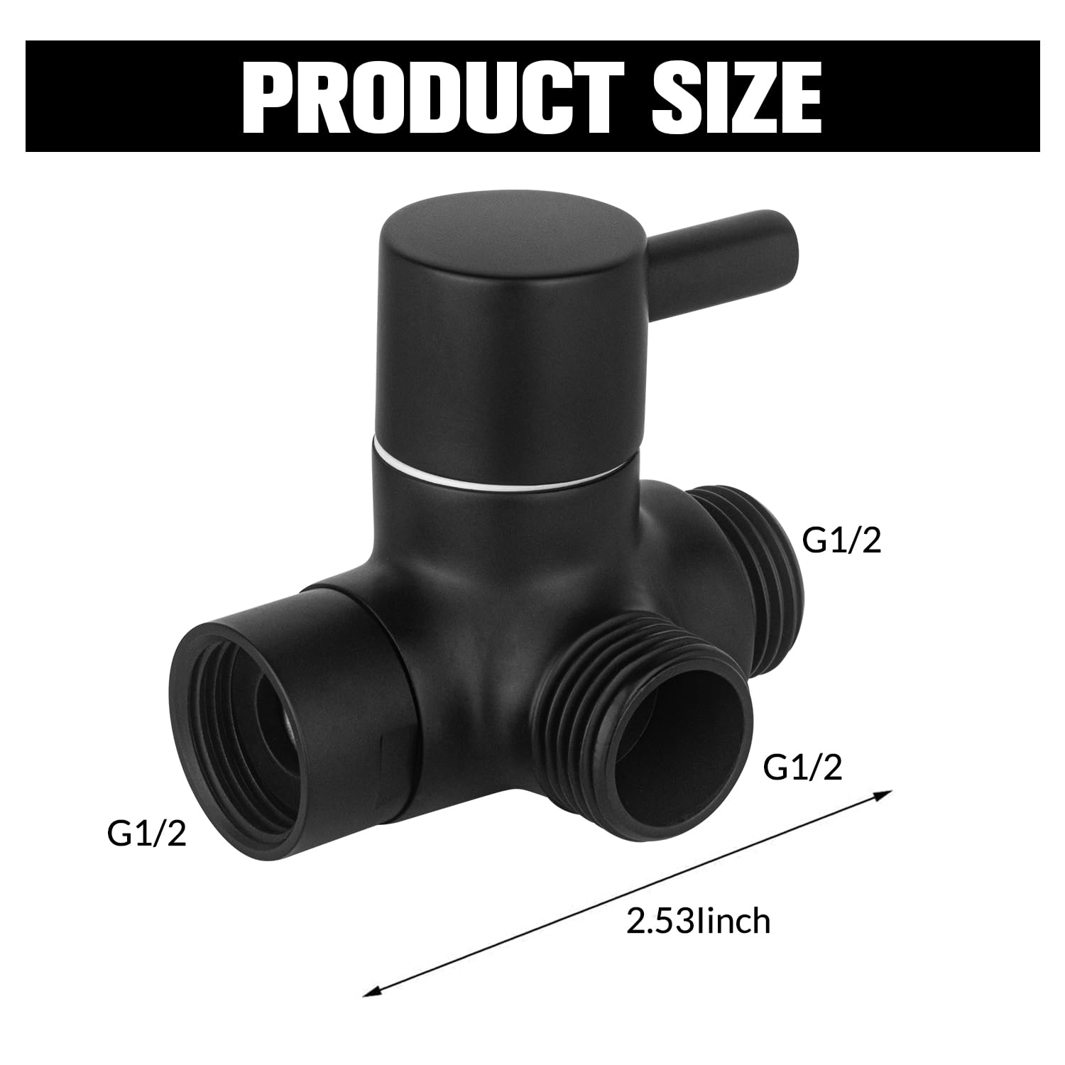 3-Way Shower Arm Diverter Valve – G1/2 Universal Splitter With Shut-Off, Chrome-Plated Brass & ABS Construction