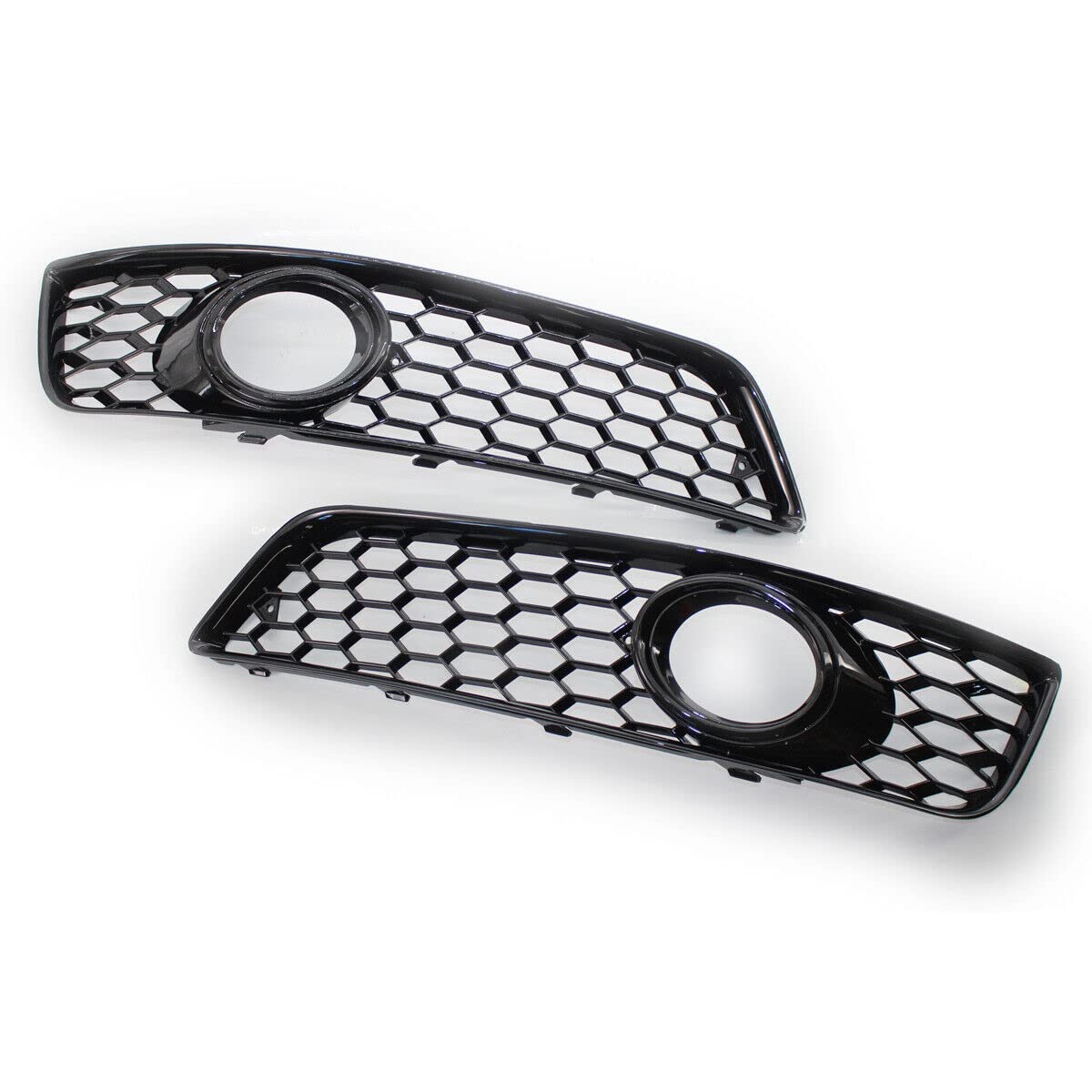 Parachoques delantero izquierdo y derecho negro estilo panal parrilla parrilla niebla bisel cubierta accesorios compatibles con Audi A3 8P 2008-2012 (todo negro)