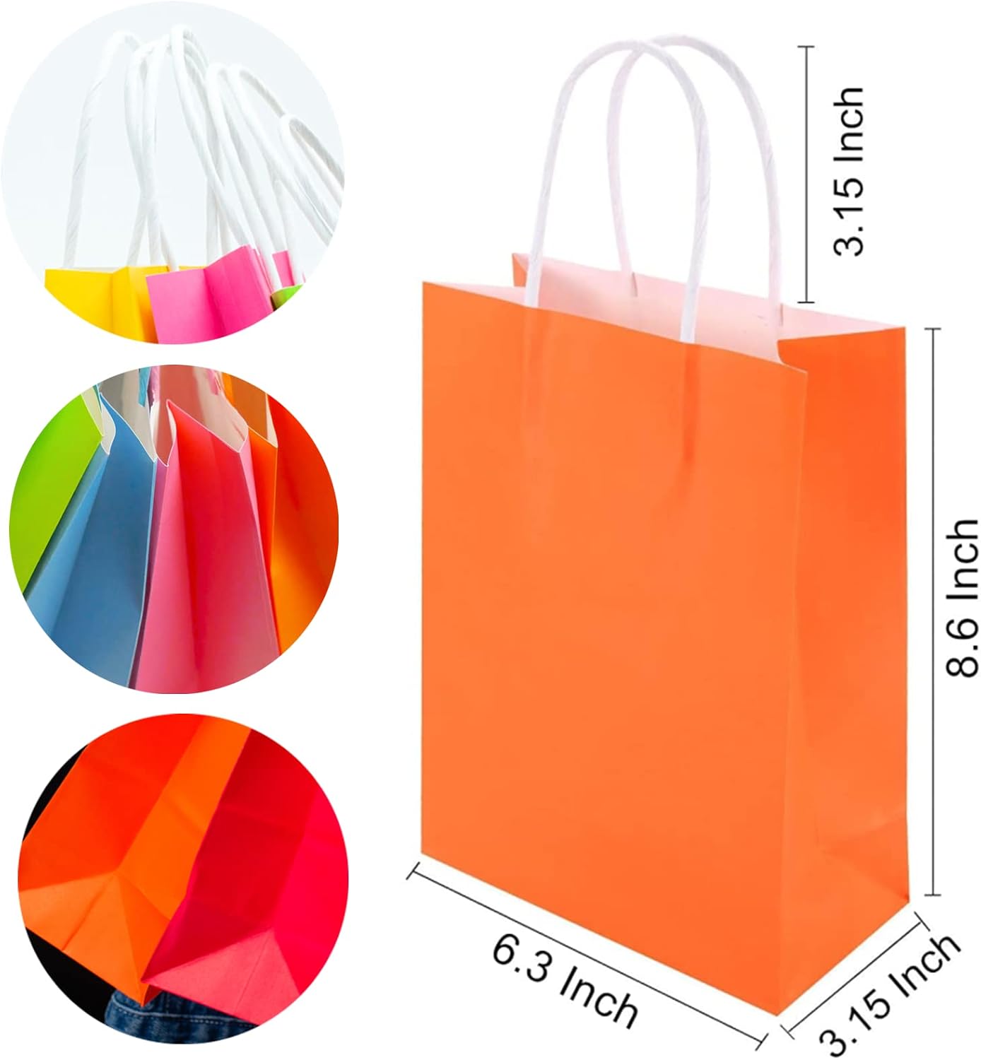 MUKOSEL 32 Piece Kraft Paper Party Favor Bags, 8 Colors Gift Bags Bulk with Handles for Wedding, Baby Shower, Birthday, Gifts, Shopping and Party Supplies (Small 8.6 x 6.3 x 3.1 Inch)