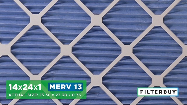 Image of Filterbuy 14x24x1 Air Filter MERV 13 Smoke & Allergy Defense (4-Pack) | Electrostatic Pleated HVAC AC Furnace Filters Replacement, Made in USA (Actual Size: 13.38 x 23.38 x 0.75)
