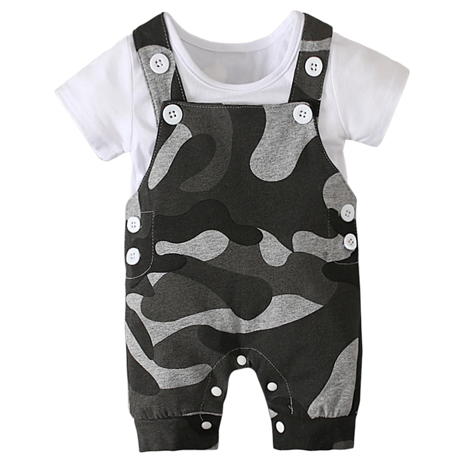 Kimoda Newborn Boy Clothes 3-6 Months Summer Infant Baby Clothes Outfits Short Sleeve Star Pattern T-Shirt + Camouflage Dungarees Pants