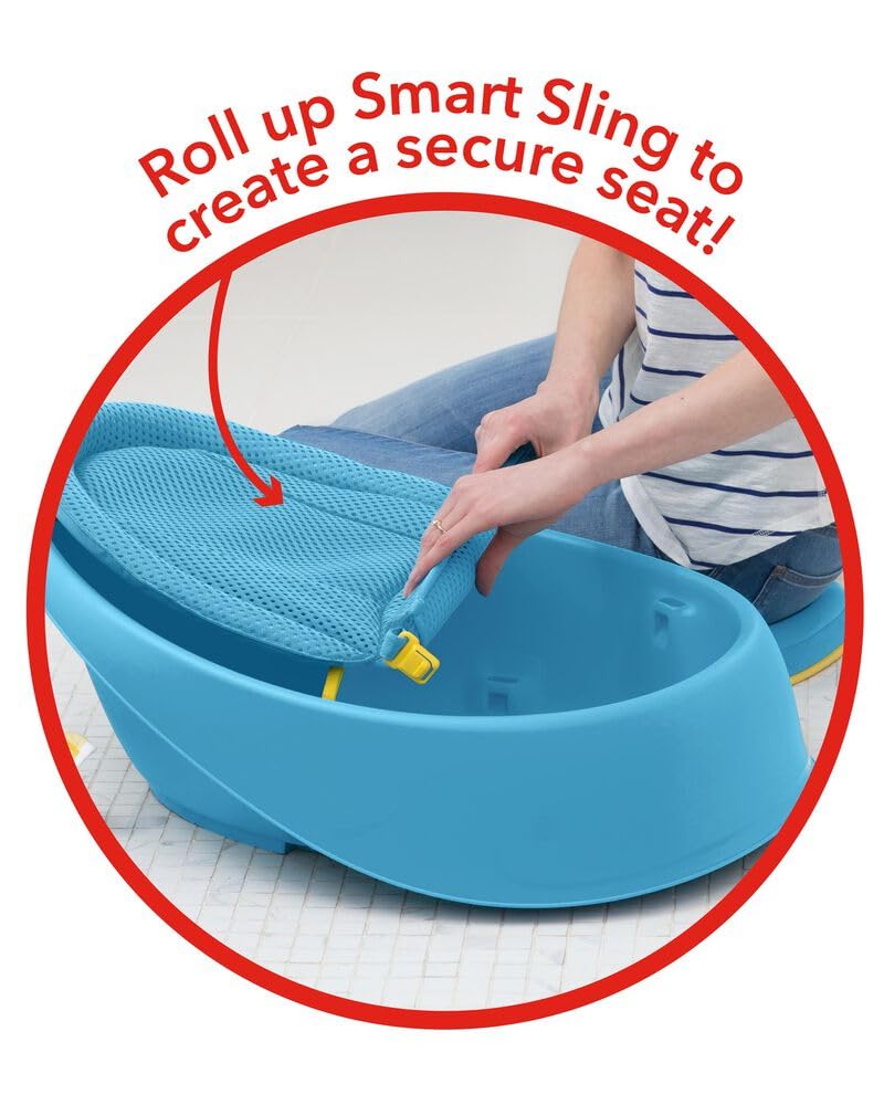 Skip Hop Infant Bath Tub 3-Stage Grow With Baby Smart Sling MOBY Bathtub Blue Age 0+