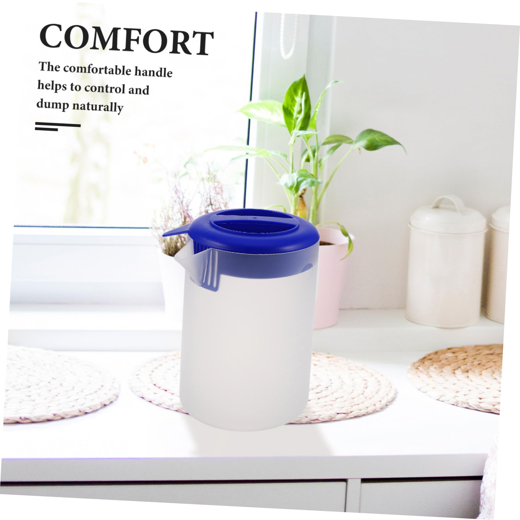 STOBAZA Caraffa in Plastica con Coperchio Ergonomica Trasparente e Compatibile Frigorifero per Succhi Tè Freddi e Bevande Miste