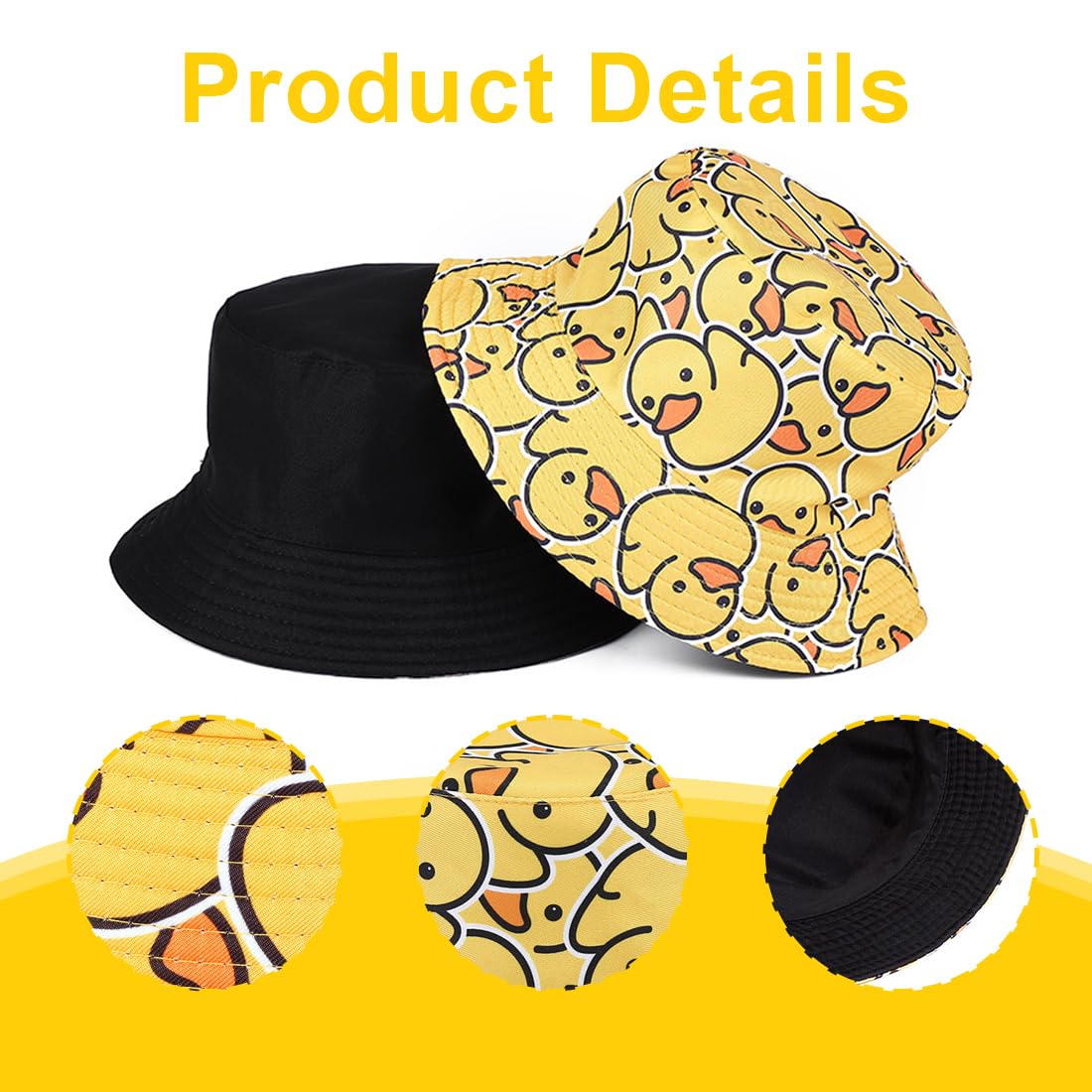 Gorro de pescador con estampado de patos – Gorro bucket reversible para mujeres y hombres, divertido accesorio para festivales, gorro de pesca para ocio y verano