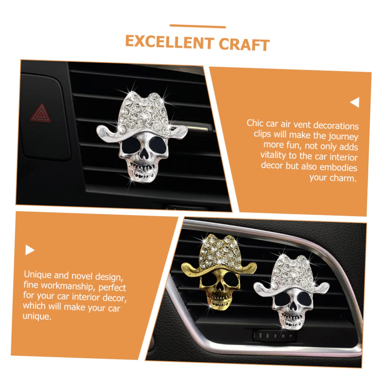 iplusmile 10pezzi Clip Per Forma Di Teschio Per Ventilazione Auto Decorazione Unica e Pratica Per Ufficio e Casa Diffusore Di Profumo