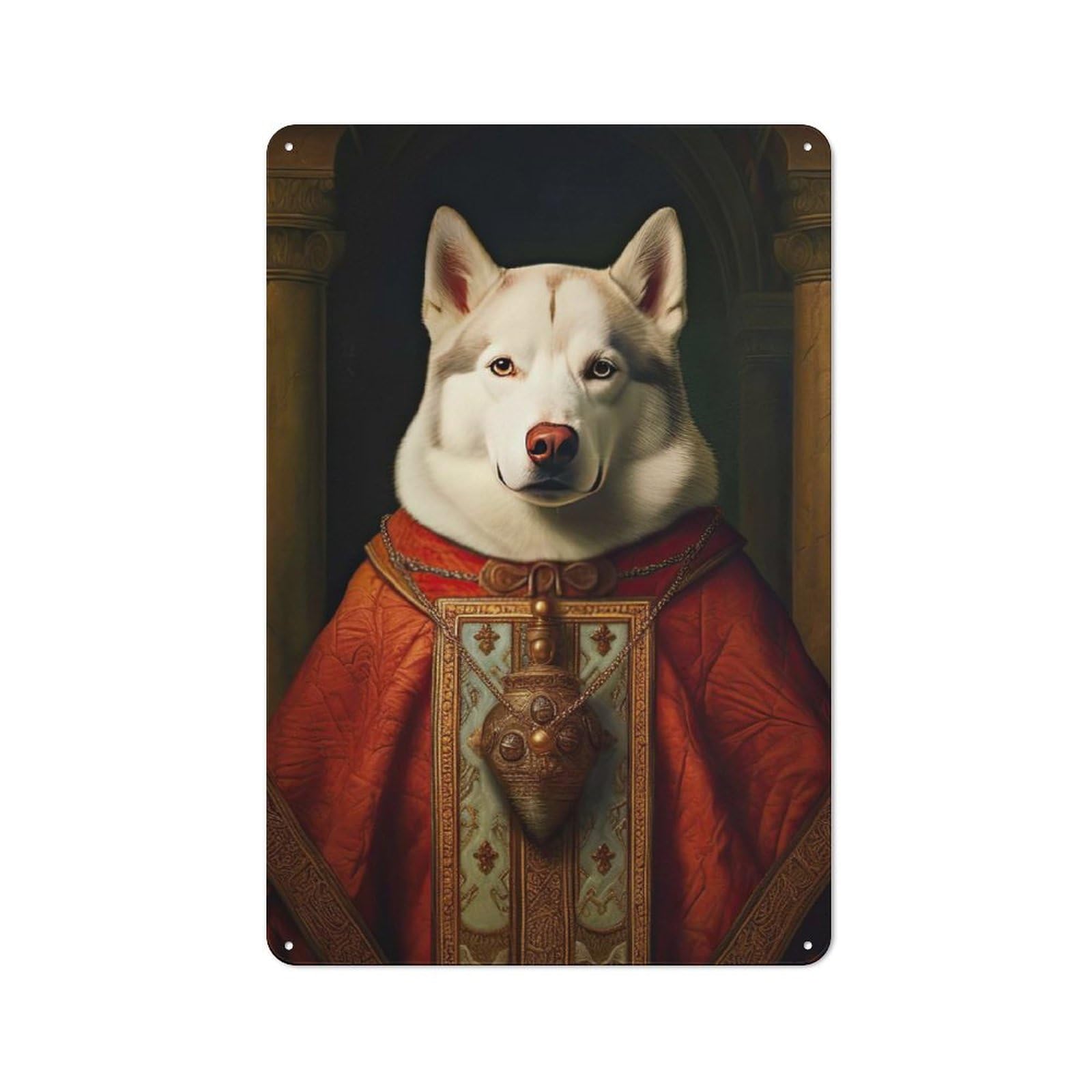 Distressed Look Husky The Pope Decorative Tin Sign 30x20cm, Retro Room Decor for Lounge, Study, Pub Or Wall Gallery