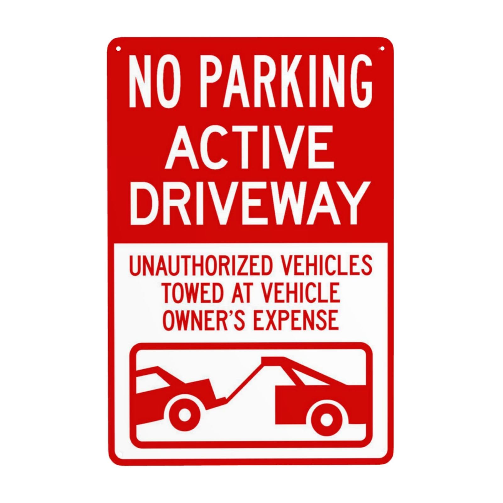 Active Driveway No Parking, Vehicles Towed Vintage Metal Warning Sign 12x8 Inch