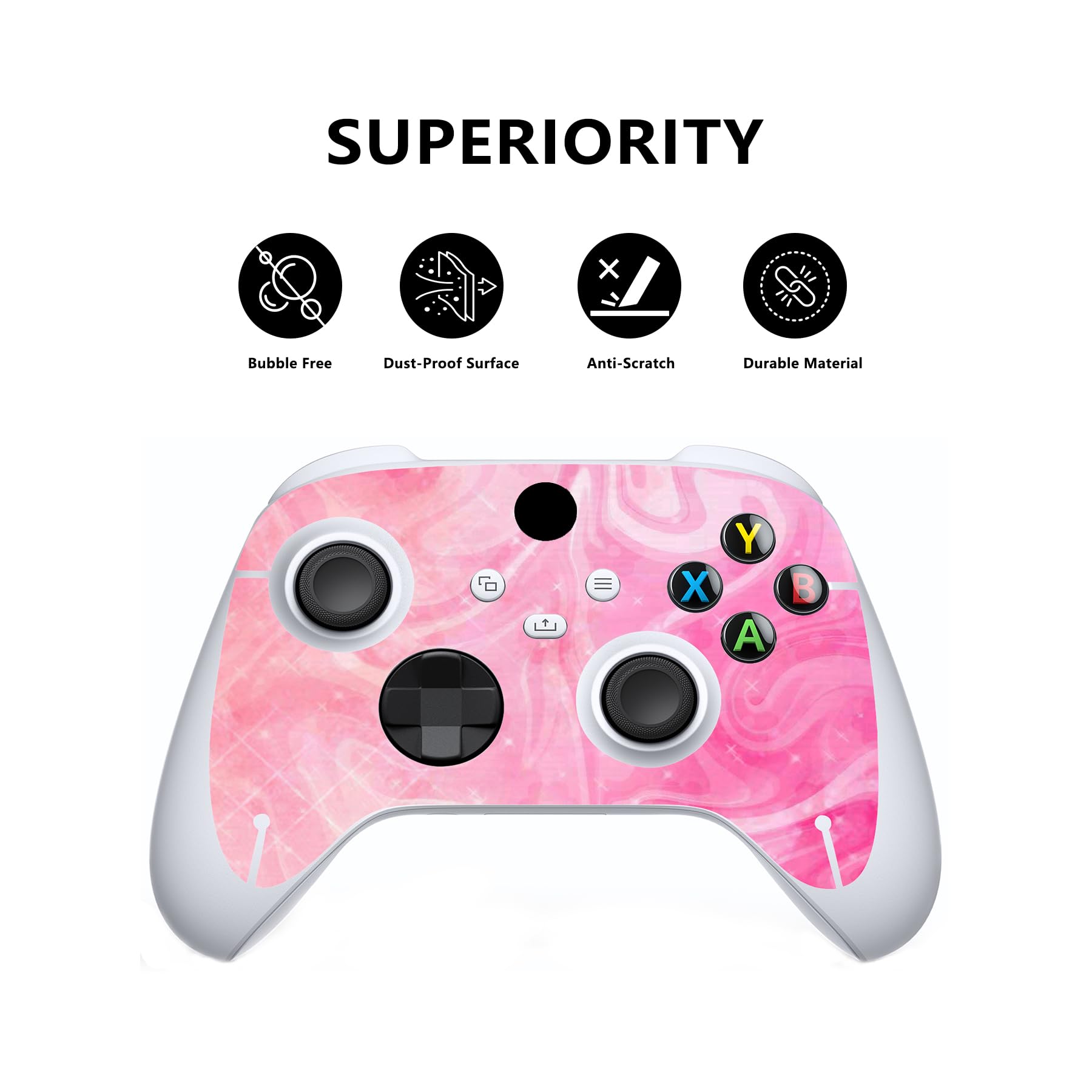 playvital Psychedelic Pink Custom Vinyl Skins for Xbox Series S, Wrap Decal Cover Stickers for Xbox Series S Console Controller — view 2