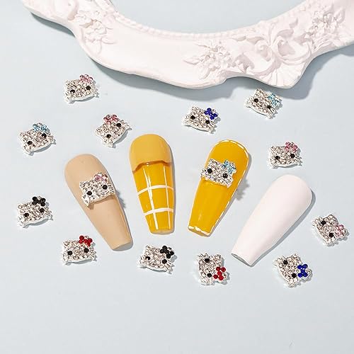 Miniatura 8 de 36 dijes Kawaii para arte de uñas, diseño de gatito brillante 3D, bonitos cristales de diamantes de imitación de metal, decoración de uñas,