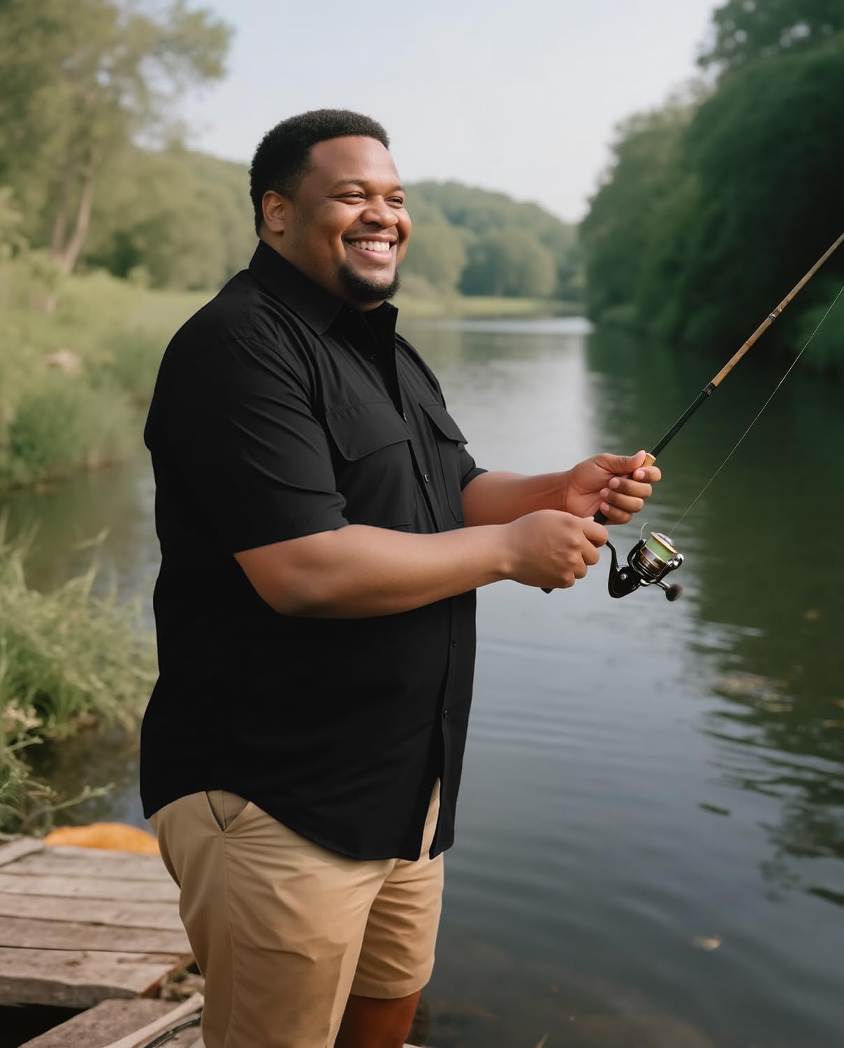 Big and Tall Button Down Shirt with Pockets for Men, 3XL-8XL Casual Summer Short Sleeve Shirts Soft Lightweight - Image 2