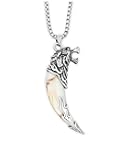 HAQUIL Silver Wolf Tooth Necklace - Men's Animal Fang Pendant With Retro Head Spear Chain for Ceremony Gift Jewelry