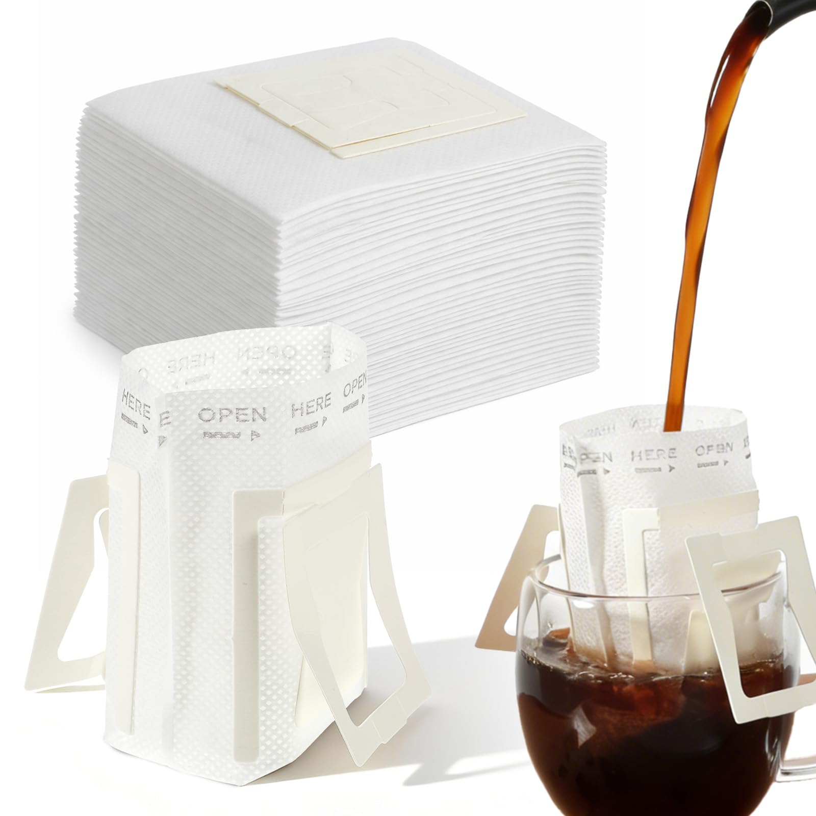 100 Pcs Portable Coffee Filter Paper Bag Hanging Ear Coffee Filter Bags