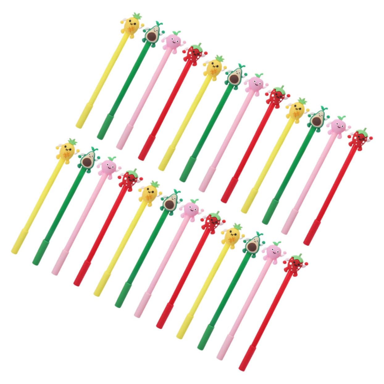 Penne Gel Espressione Frutta Nere 24 Pezzi in Plastica per Studenti | Festa Scuola Decor, Scrittura Fluida e Presa Confortevole, Formato Compatto Facile da Riporre Stile Casuale