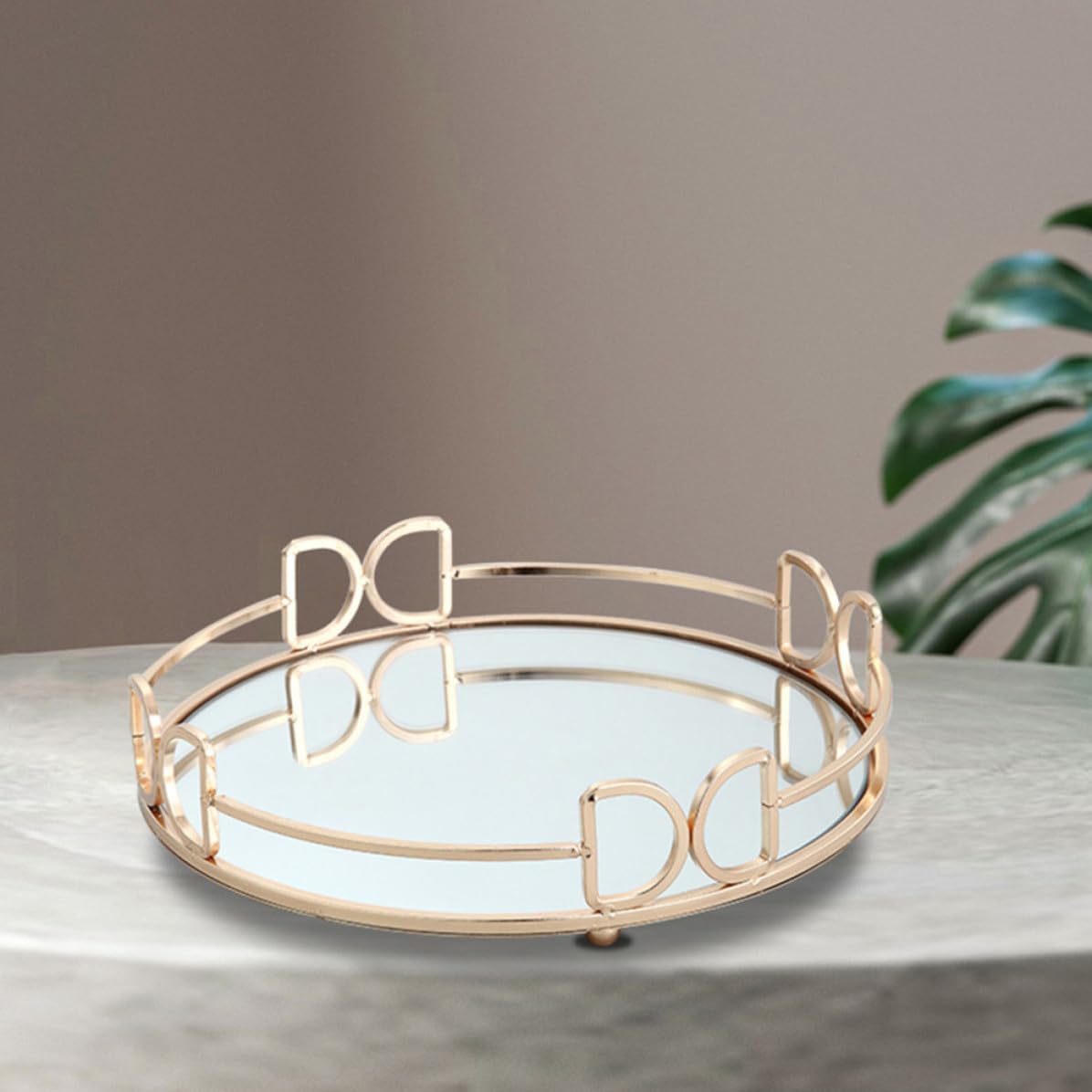 Bandeja Decorativa Bandeja de Almacenamiento Grande Espejo Dorado Multifuncional para Mesa de Té y Frutas para Joyas y Cosméticos para Escritorio en Sala