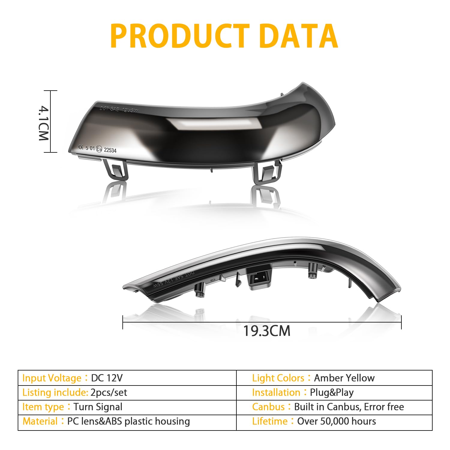 Indicatori di Direzione laterali Ambra Laterale Specchietto Retrovisore Dinamico con Luce di Direzione Compatibile con Volkswagen Golf 5 GTI MK5 Sha run Pas sat B5.5 B6 EOS Jet ta MK5,2 Pezzi