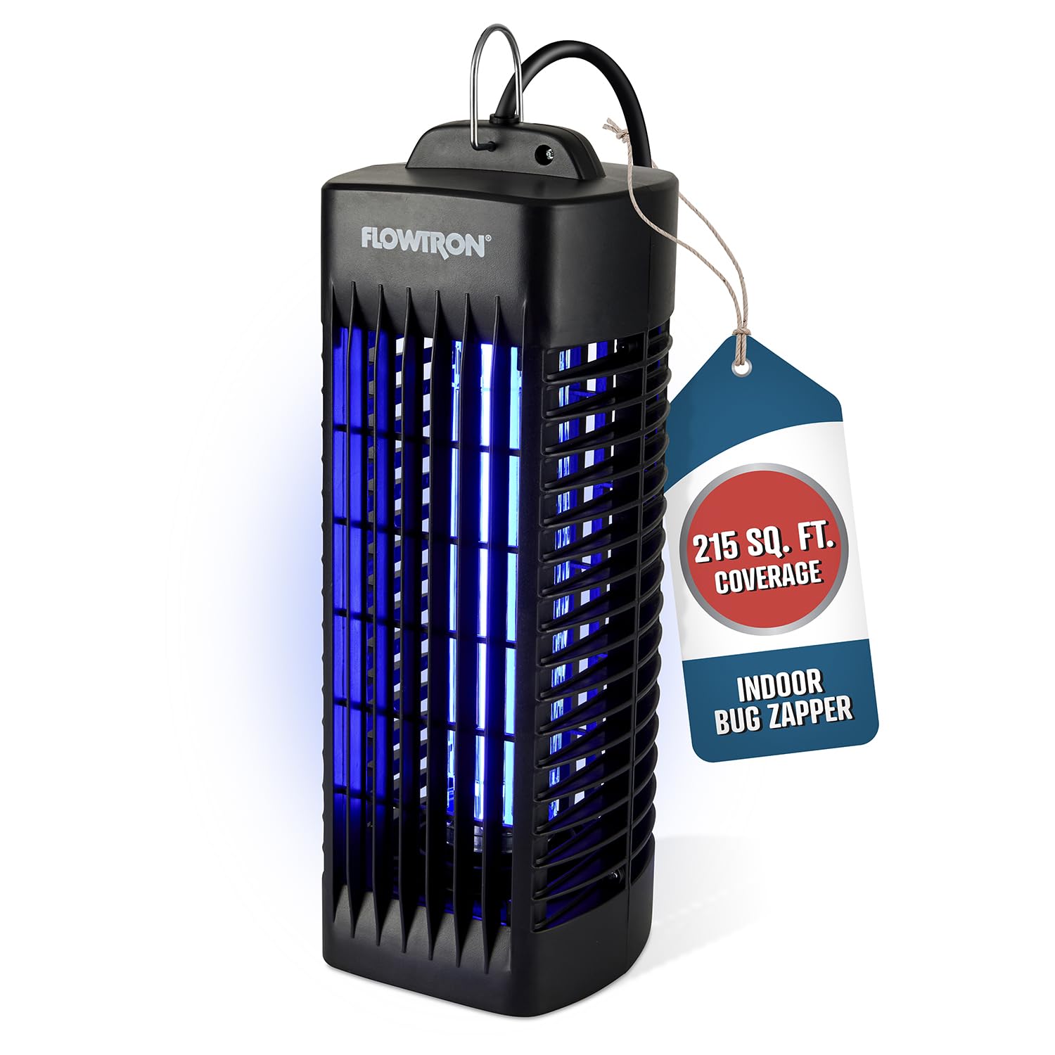 Flowtron Insektenvernichter für den Innenbereich, Schwarz, 1000 V, elektrischer Insektenvernichter mit UV-Licht, 215 m² Abdeckung, Plug-in-Fliegen- und Mückenfalle für Schlafzimmer, Küche und Büro