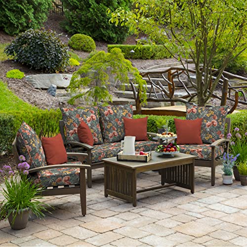 Image of Arden Outdoor Foam Deep Seat Cushion Set, 24 in x 24 in, Weather-Proof, Rain-Proof, Fade Resistant Patio Cushion, Bottom and Back Cushion for Chair, Sofa, and Couch Phoebe Grey Floral