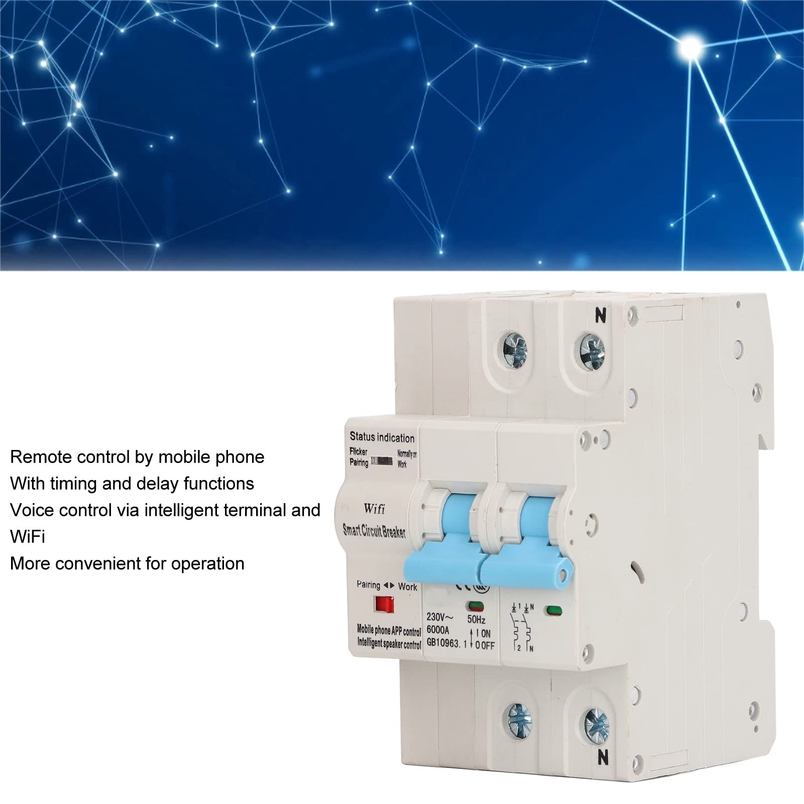 Interruttore automatico WiFi Controllo remoto Smart Switch Funzione di ritardo della temporizzazione AC230V Adatto per le imprese domestiche (125A)