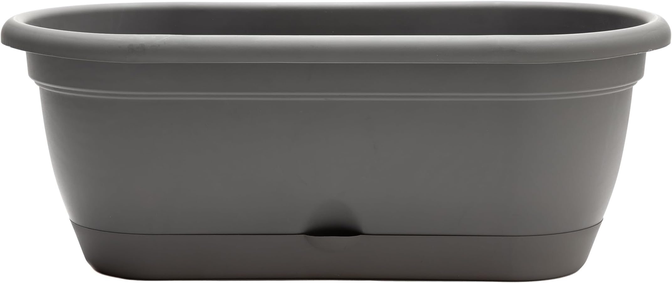 Bloem: Lucca Self Watering Window Box Planter: 18" - Charcoal Gray - Durable Long Lasting Plastic Pot, Indoor Outdoor Use, Gardening, 2.5 Gal Capacity