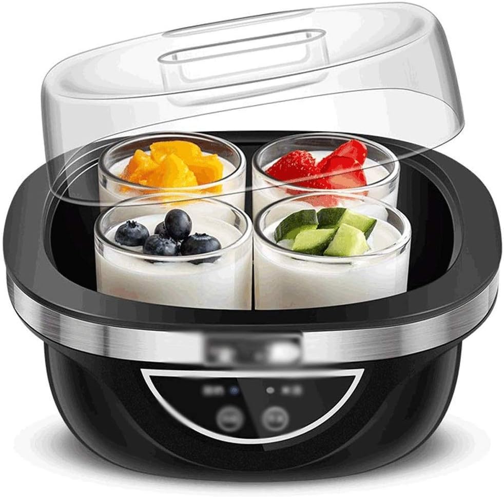 Yogurt Maker Household Automatic Adjustable Temperature Time Automatic 4 Glass Split Cup Liner Perfect for Baby, Children