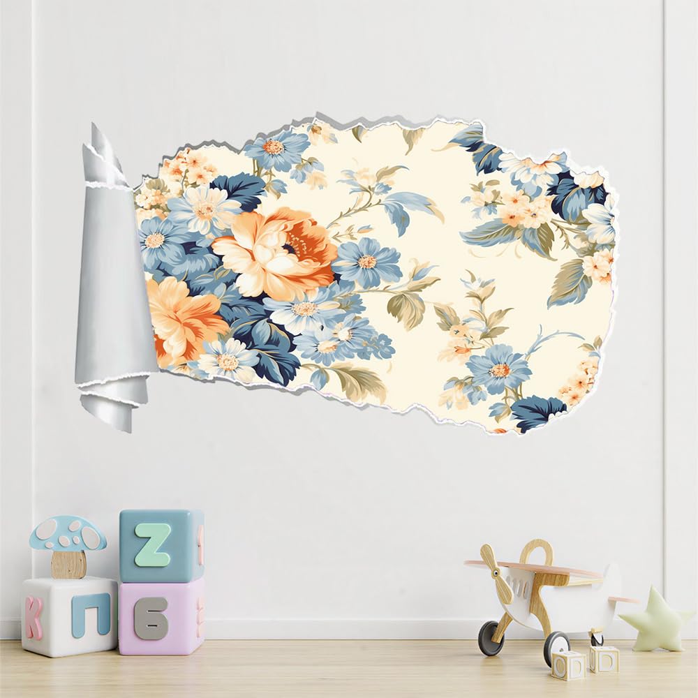 Pegatinas de decoración de pared 3D Peonía Pegatinas De Pared Calcomanías Murales De Pared Rotas 3D Plantas Naturales Vinilo De Pared Arte Hogar Decoración De Pared