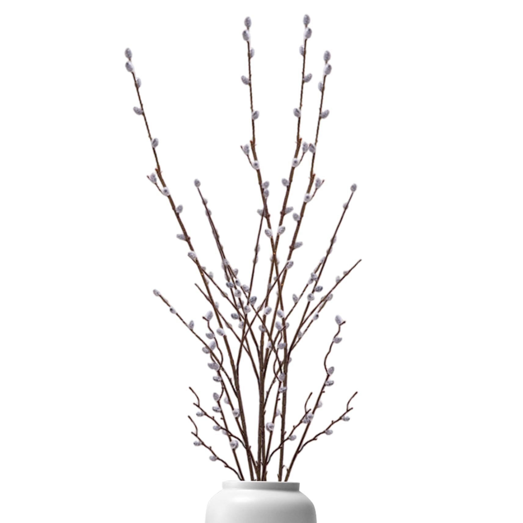 Perodlly 4Pcs Artificial Pussy Willow Branches Realistic 40inch Pussywillows DIY Decorative Pussy Willow Branches for Vases Wedding Photography Prop