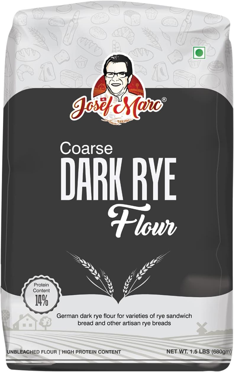 Coarse Rye Flour for Baking Purpose, 1.5 LBS Unbleached, High Fiber, Non-chlorinated, Non-GMO & Non-bro-mated, Italian Type 1080 Flour,