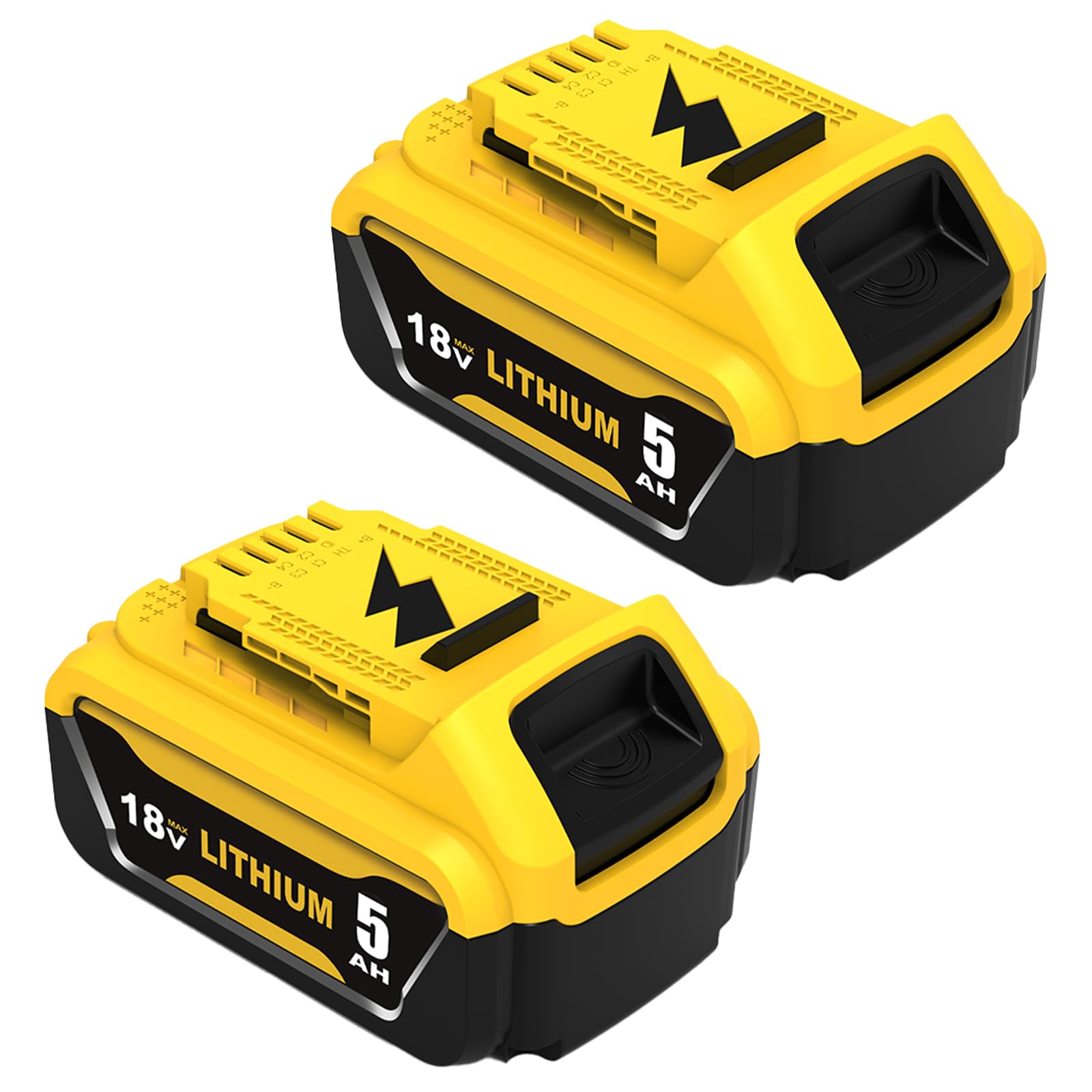 2×18 V 5,0 Ah DCB184 Batería para Dewalt 18 V 5,0 Ah Batería DCB184 DCB180 DCB181 DCB182 DCB200 DCB201 DCB201-2 DCB200-2 DCB204-2 Herramientas eléctricas compatibles (Noir)