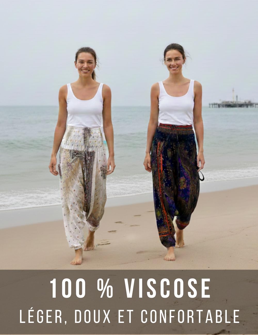 PANASIAM Sarouel Peacock – Pantalon Sarouel Unisexe 100% Viscose – Pantalon Goa Yoga – Coupe Ample Festival Style bohème - Tenue d’été pour Yoga et Vacances – Tenue de Plage