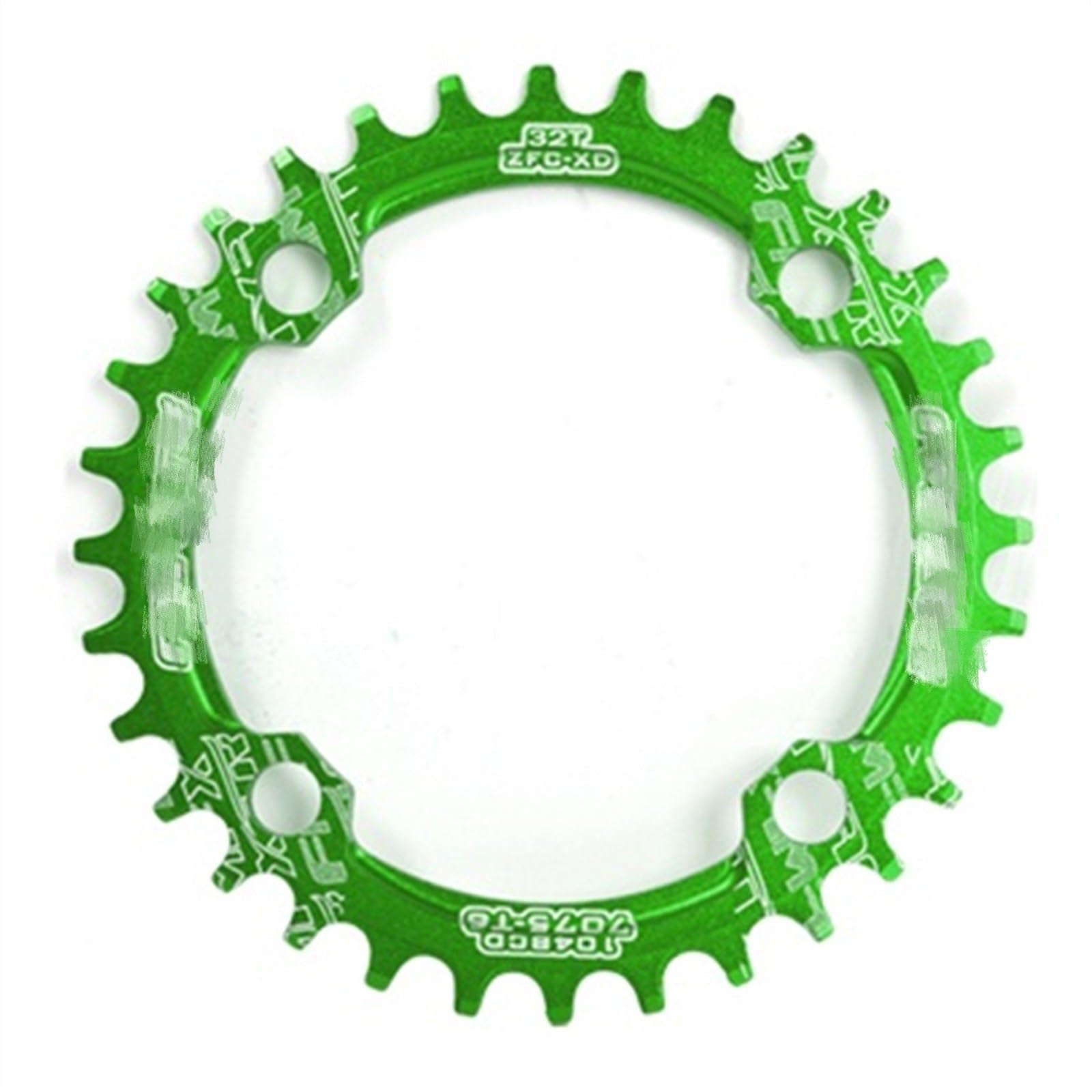 GIFRAN Round Chainring 104 BCD 32T 34T 36T 38T 40T 42T Narrow Wide Bike Single Chainring with 4 Pieces Sprocket Bolts for Road Bike Mountain Bike (Color : Green, Size : 32T disc 104BCD)