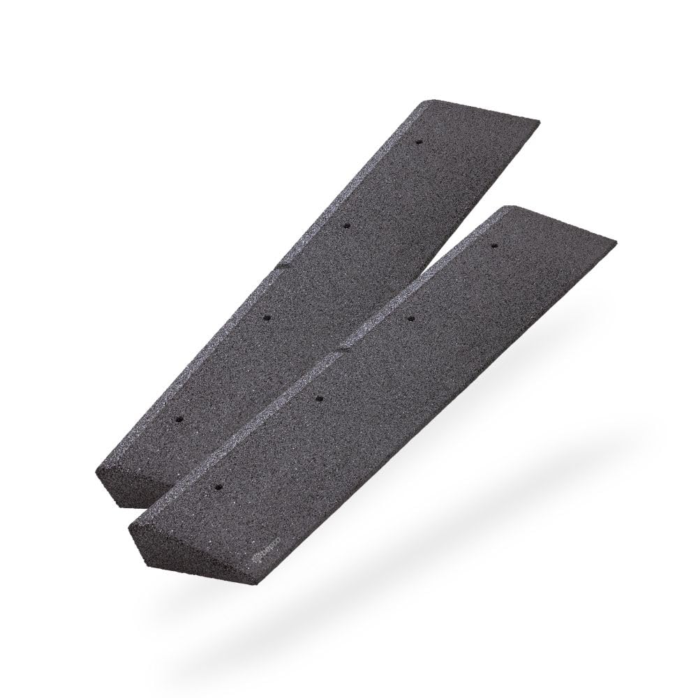Set di 2 rampe per cordoli (2 pezzi) (lunghezza x larghezza x altezza): 100 x 25 x 6 cm in gomma (nero) rampa per porta, con rondelle per il fissaggio