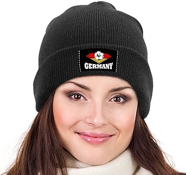 Amazon ドイツ サッカー サッカー ニット帽 ソフト 暖かい ビーニー帽子 伸縮性のあるカフ付きキャップ スキー帽子 男女兼用 ゴルフマーカー