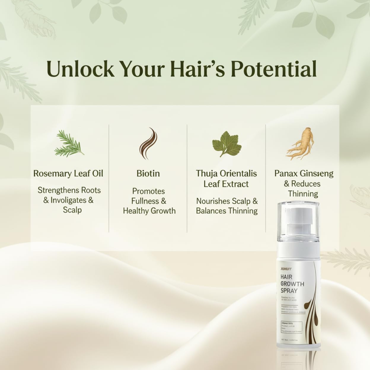 Natural Hair Regrowth Serum for thinning hair & Reduction Loss Hair,Nourish the Scalp,with Rosemary & Biotin,for Women & Men,60ml (1) - Image 2