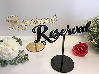 Reserved Table Sign for Weddings Event Birthday Party Seating Plan Freestanding Acrylic Gold Wedding Reception Decor Custom Signs Decorations Customize Calligraphy Wood Restaurant Menu Table Cards