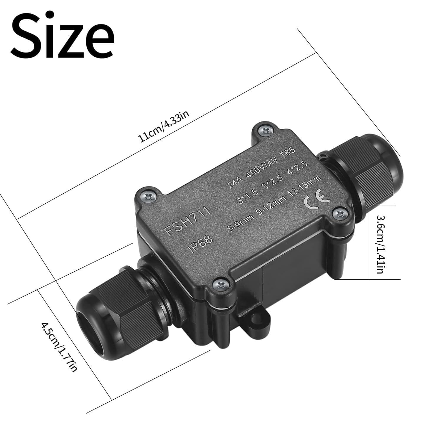 IP68 wasserdichte Abzweigdose 2-fach mit M20 Kabelverschraubung 2er Set